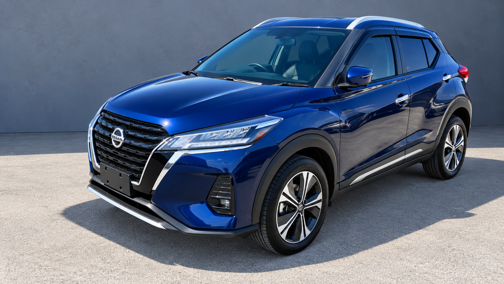 Blue Nissan SUV in Studio Light